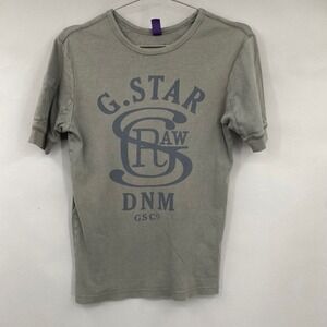 G-Star Raw Mens Co Jav R T S/S Graphic T-Shirt Gray Organic Cotton Size M